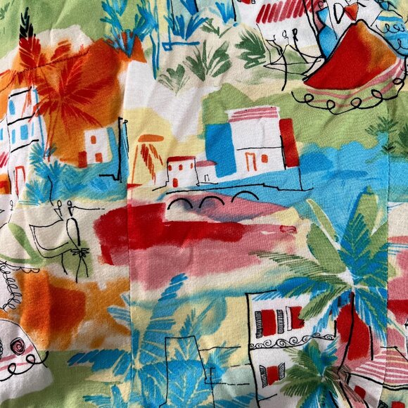 Vintage 90s Y2K Tropical Print Tank Top Blouse Vacation Hawaiian Tourist Cropped - Picture 7 of 8